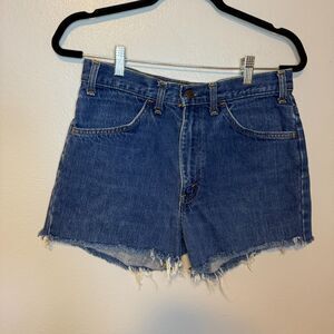 VTG Levi's Cut Off Distressed Raw Hem Denim Blue Shorts ORANGE TAB 30" Waist